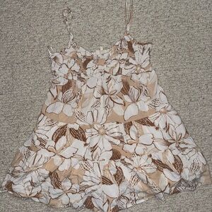 Promesa Cream and Brown Spaghetti Strap Sundress
